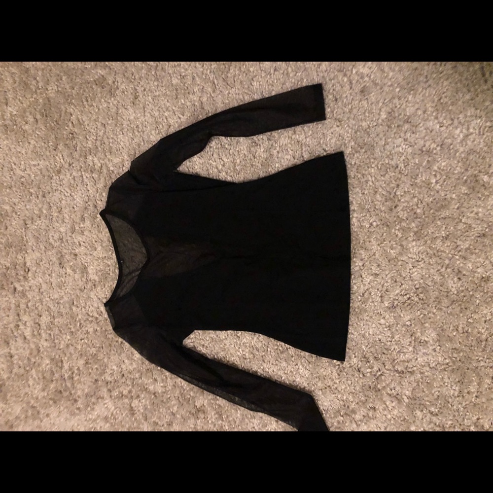 Black shirt with mesh sleeves